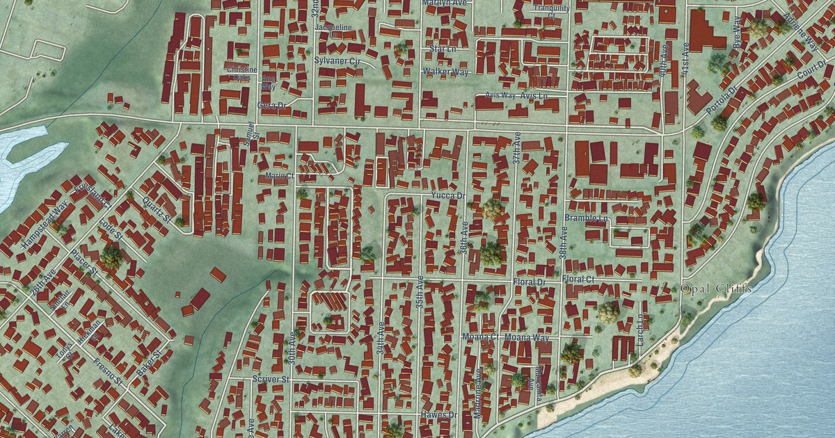 Map of Pleasure Point, California in 2026