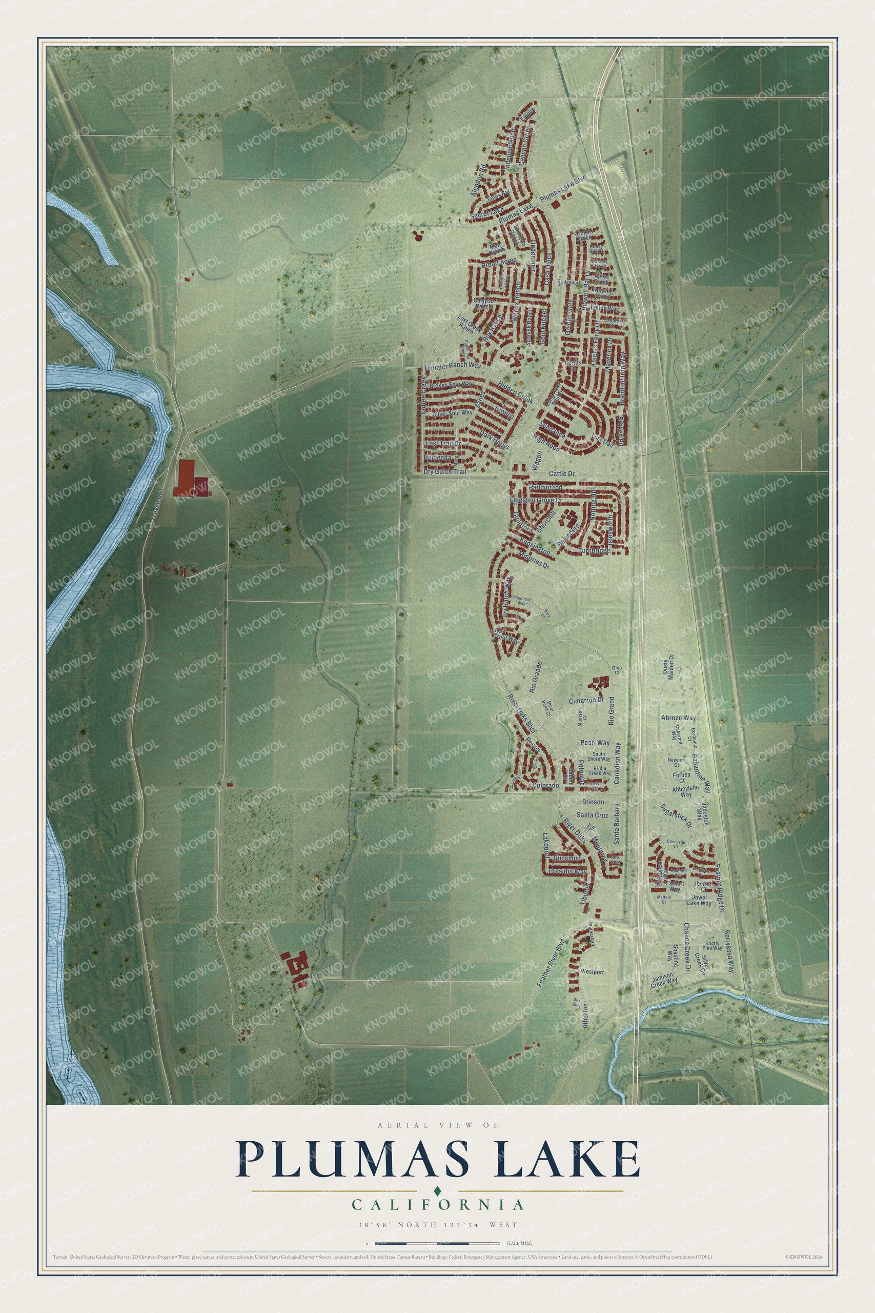 Watermarked full-map preview of Plumas Lake, California