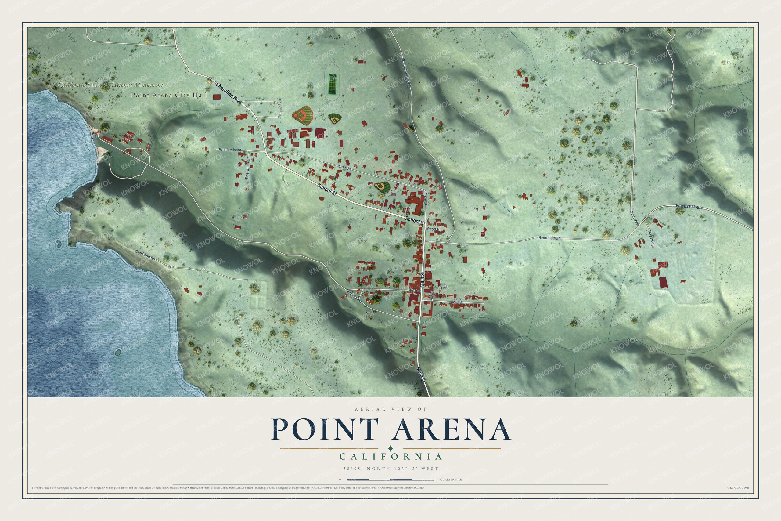 Watermarked full-map preview of Point Arena, California