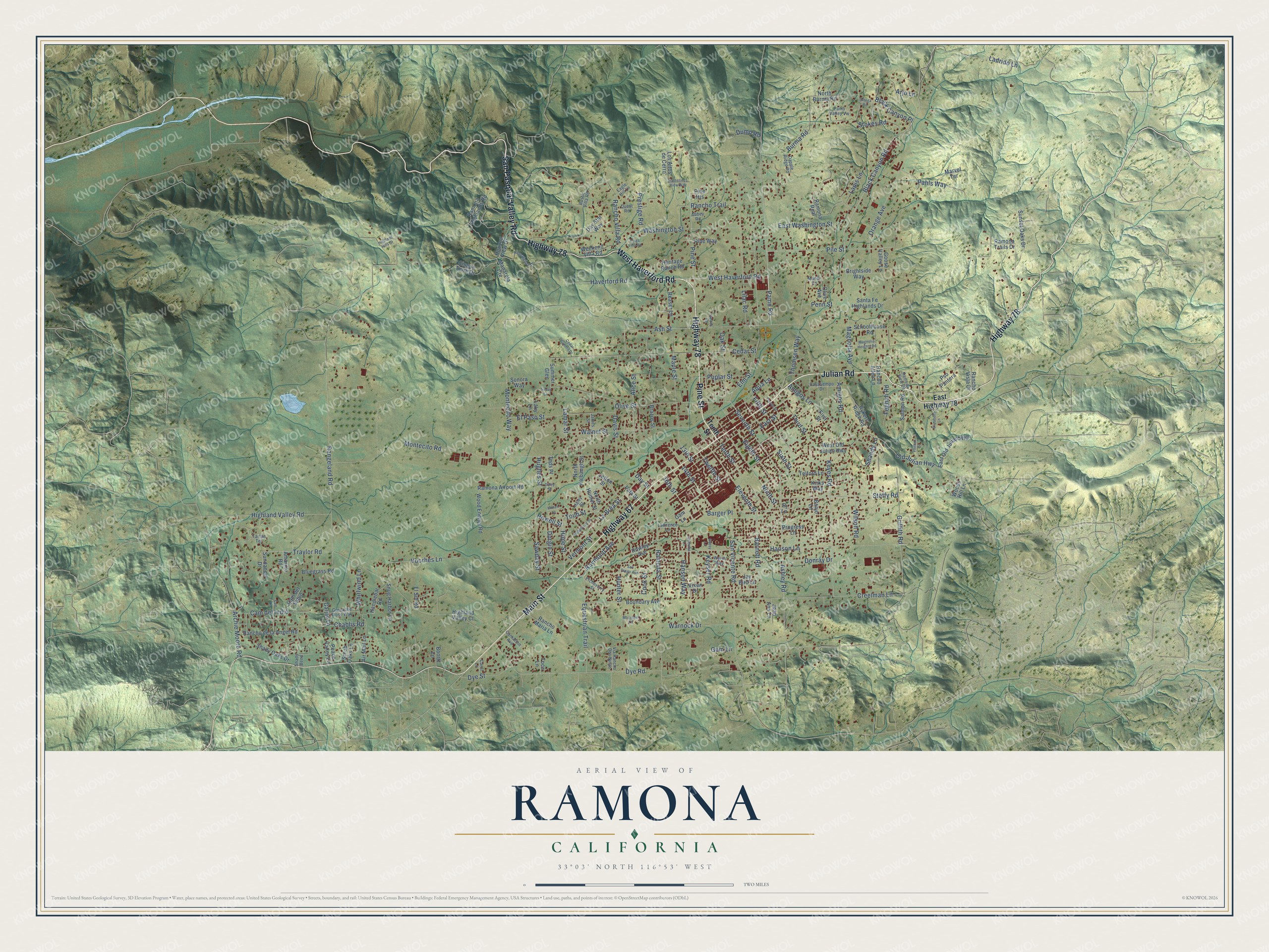 Watermarked full-map preview of Ramona, California