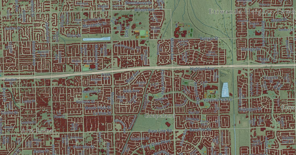 Map of Rancho Cucamonga, California in 2026