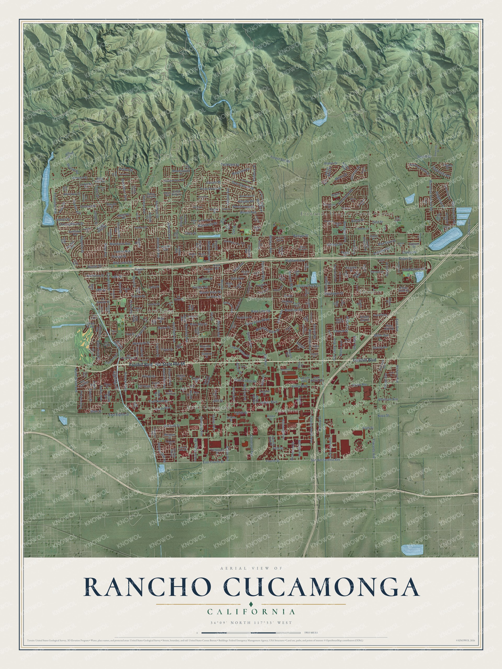 Watermarked full-map preview of Rancho Cucamonga, California