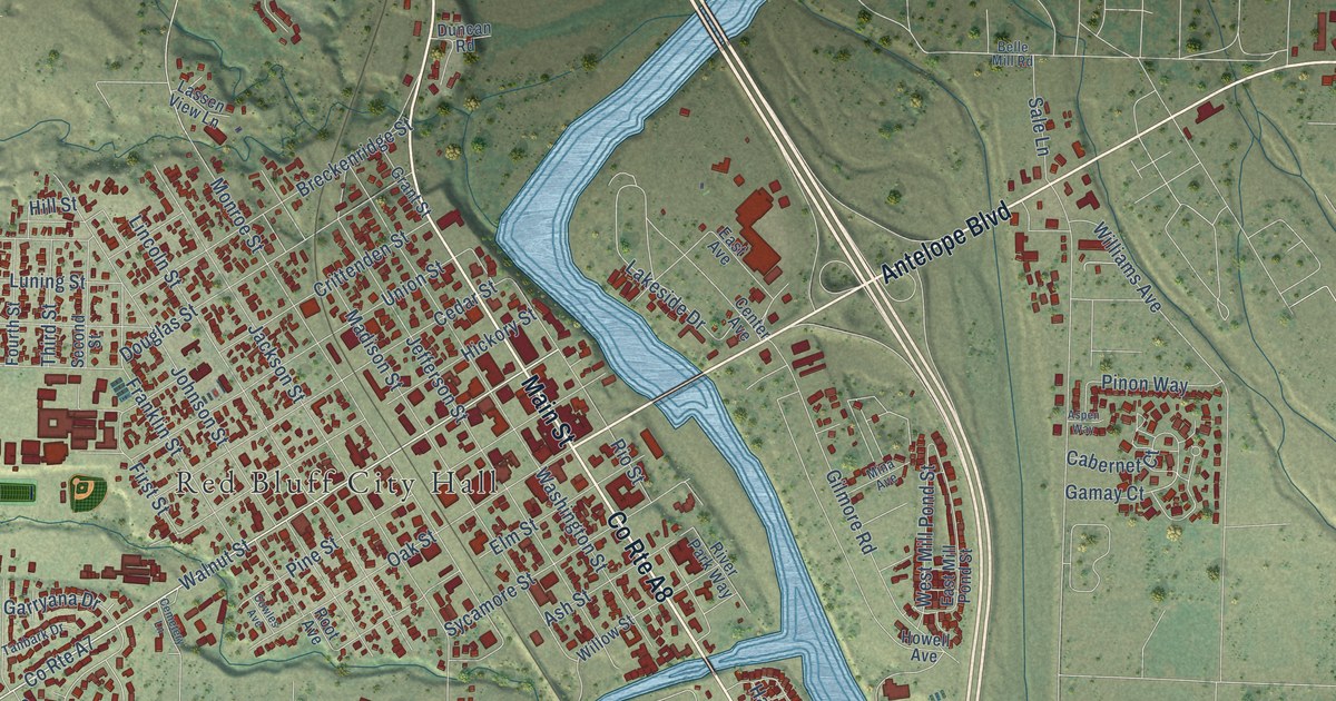 Map of Red Bluff, California in 2026