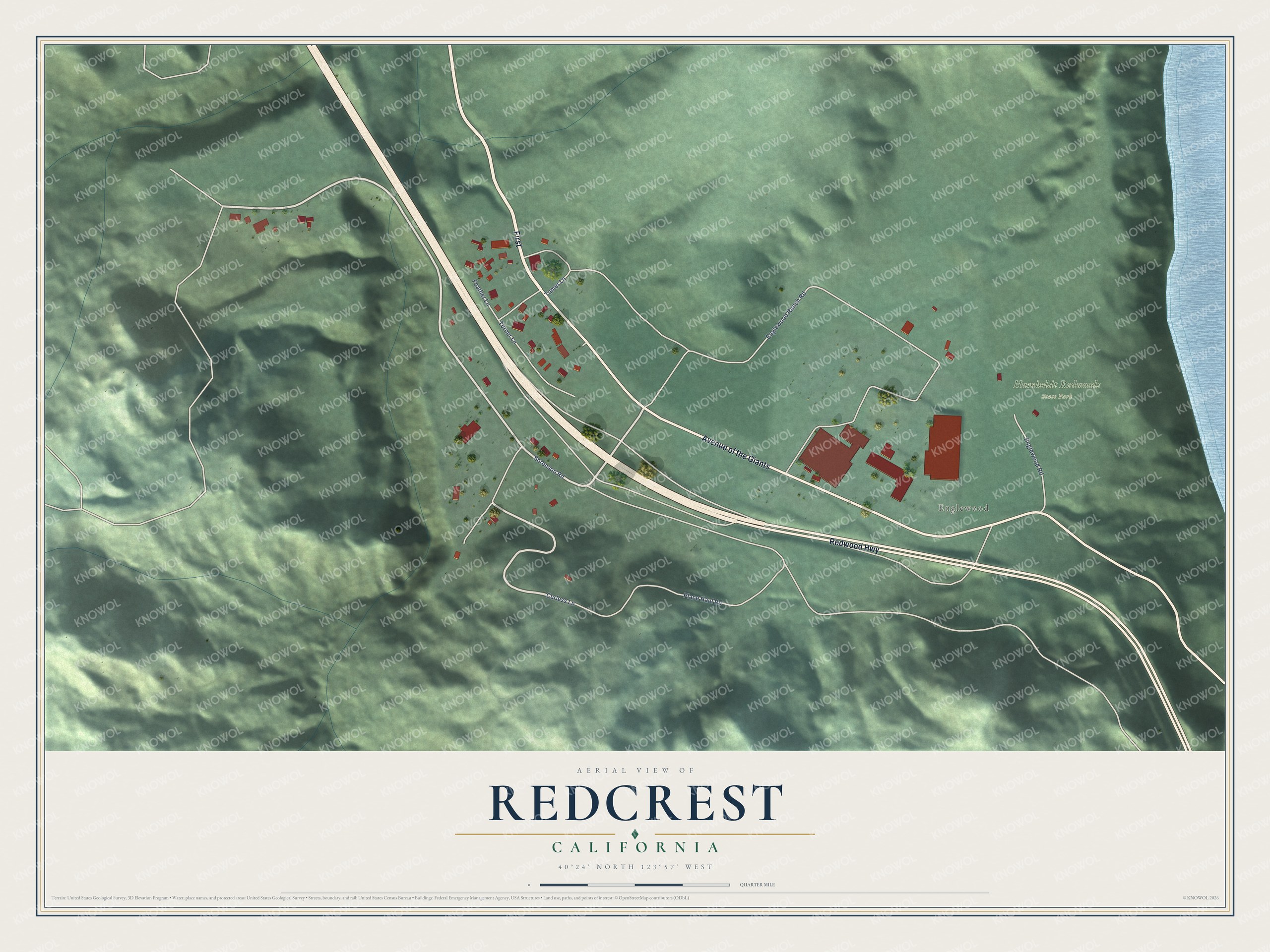 Watermarked full-map preview of Redcrest, California