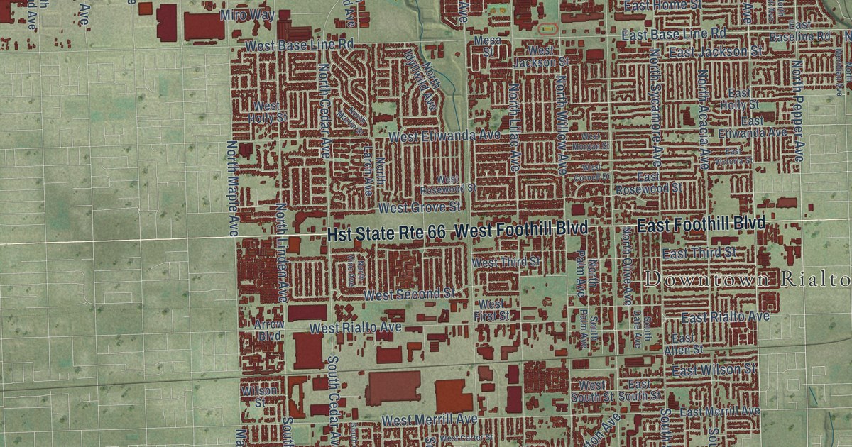 Map of Rialto, California in 2026