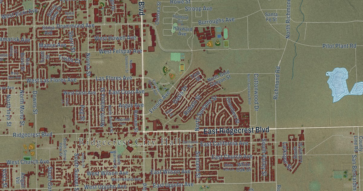 Map of Ridgecrest, California in 2026