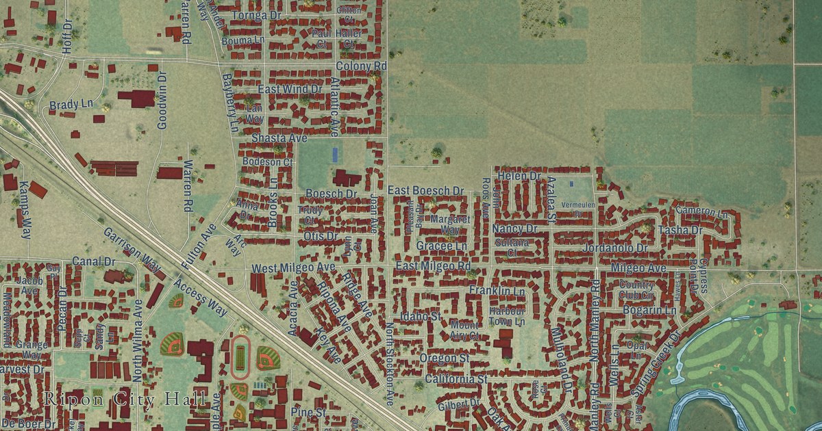 Map of Ripon, California in 2026