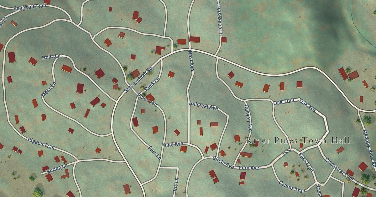 Map of River Pines, California in 2026