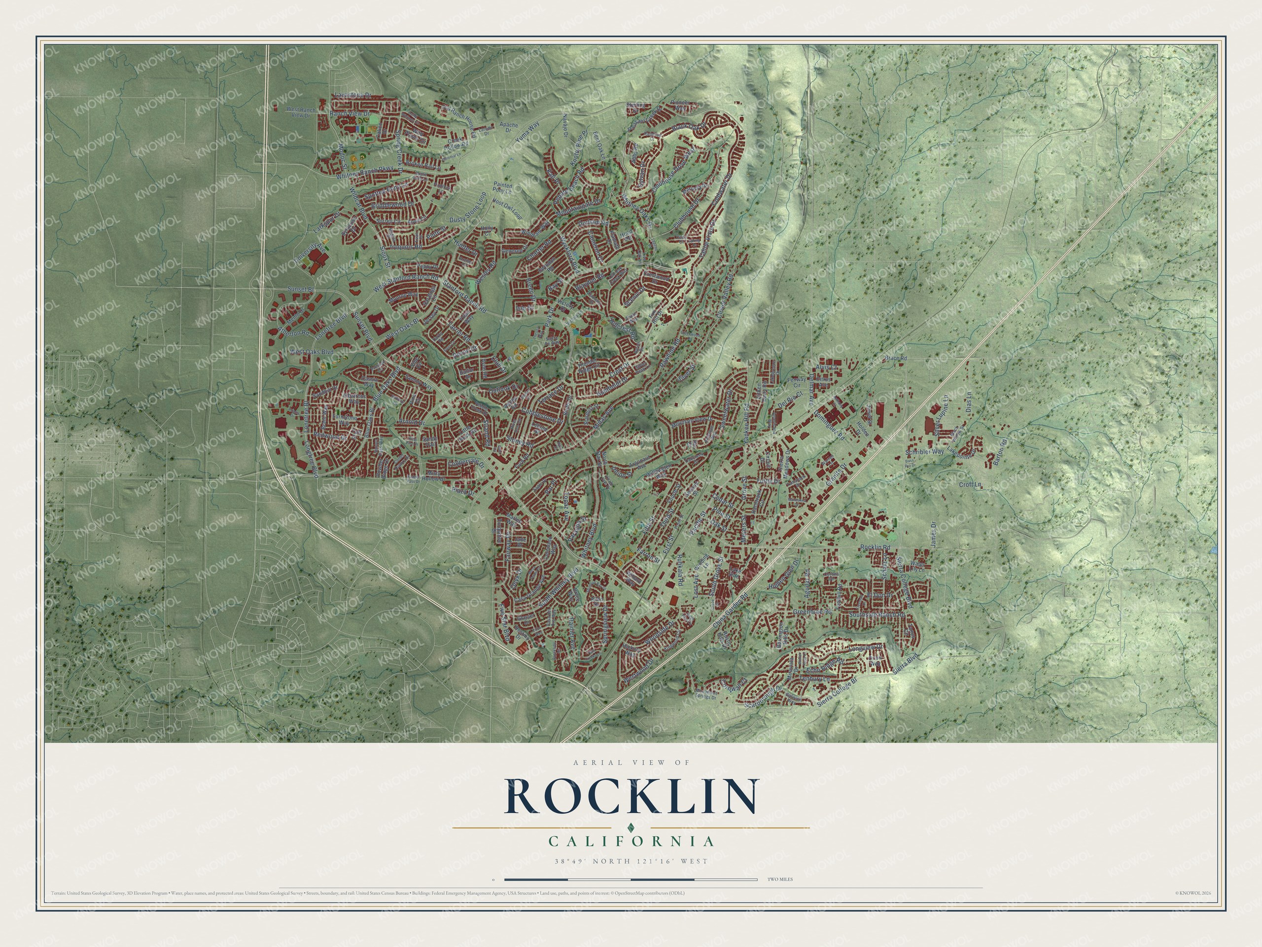 Watermarked full-map preview of Rocklin, California