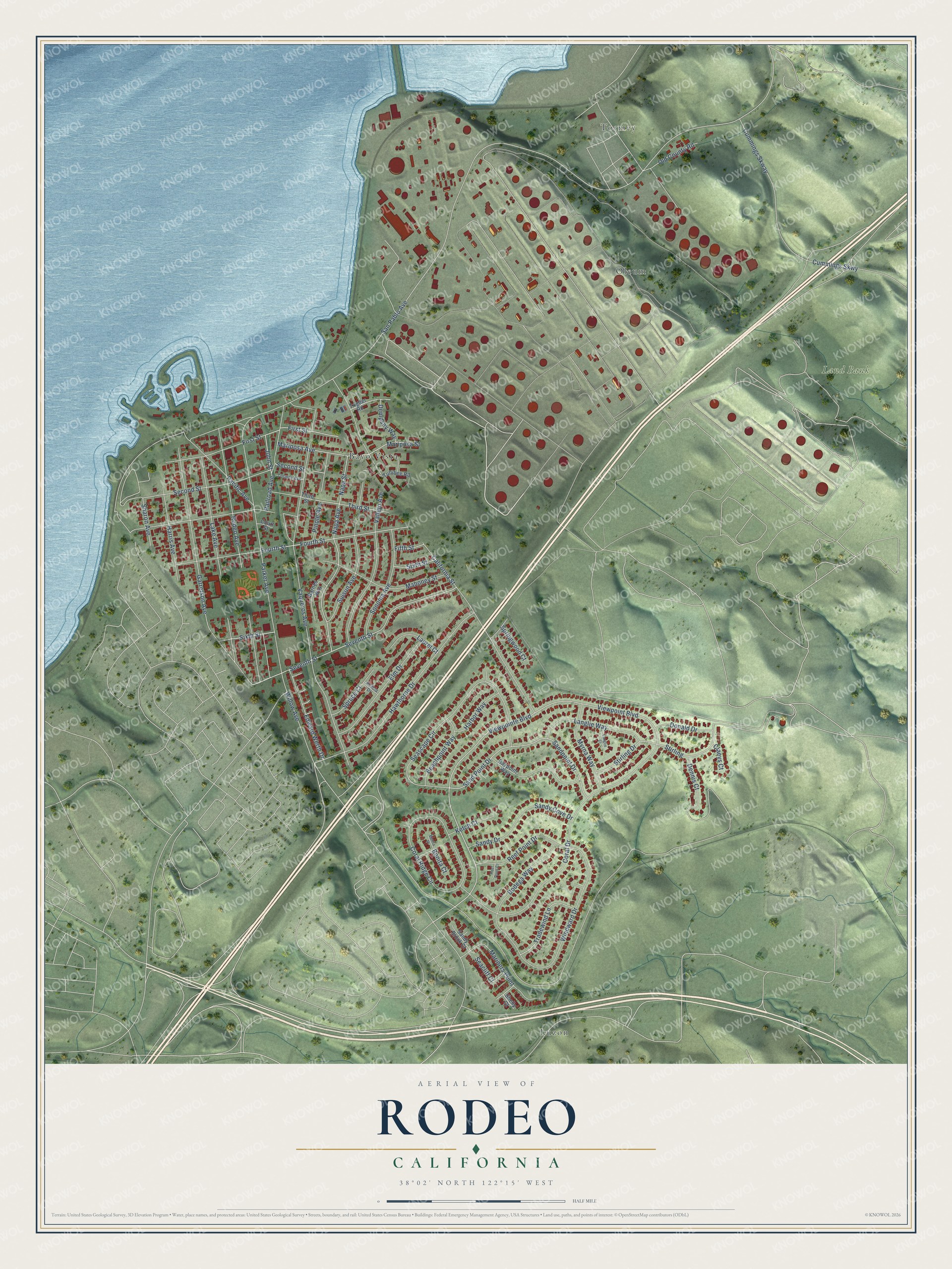 Watermarked full-map preview of Rodeo, California
