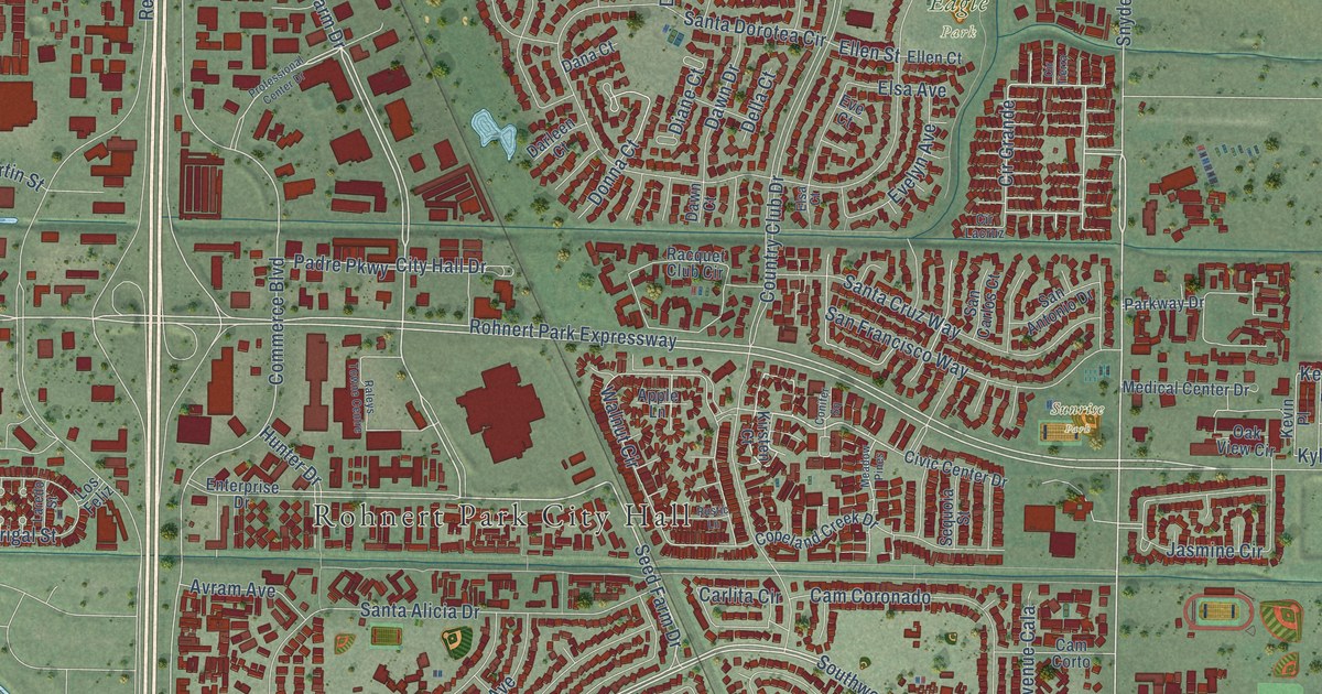 Map of Rohnert Park, California in 2026
