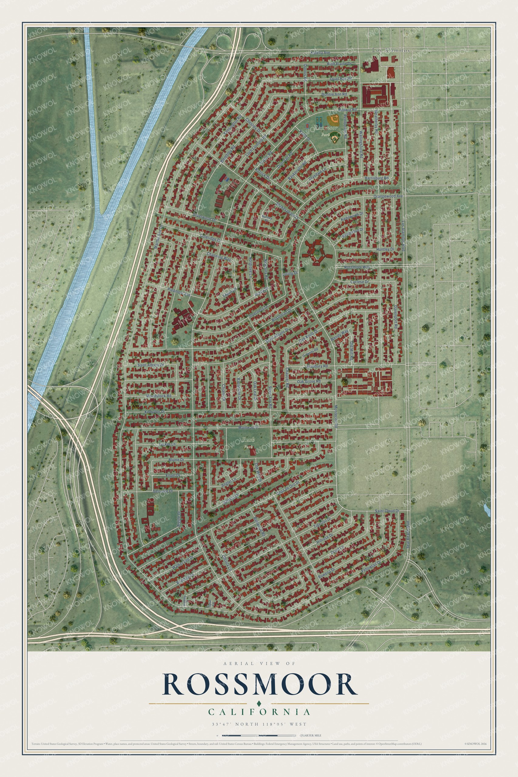 Watermarked full-map preview of Rossmoor, California