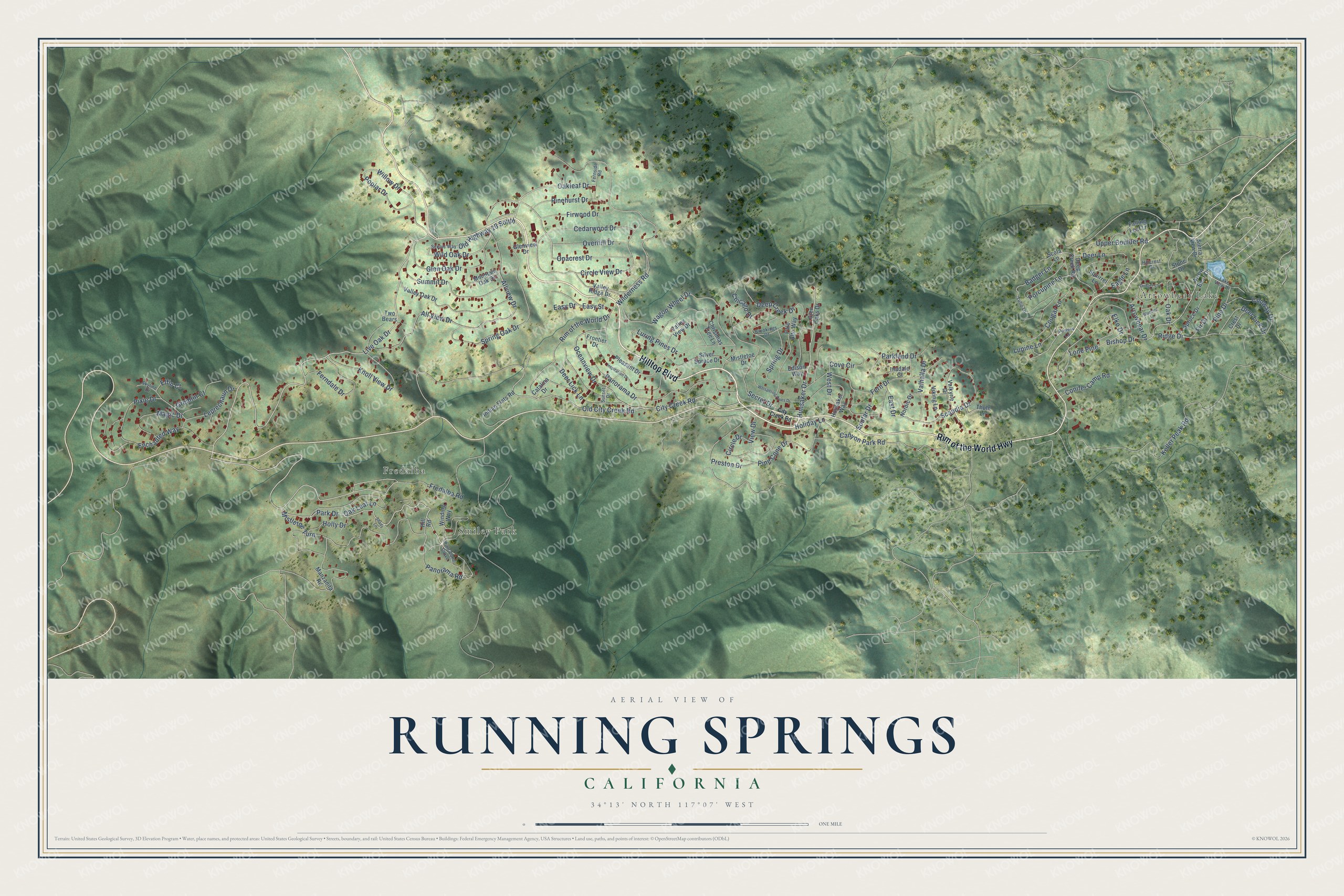 Watermarked full-map preview of Running Springs, California