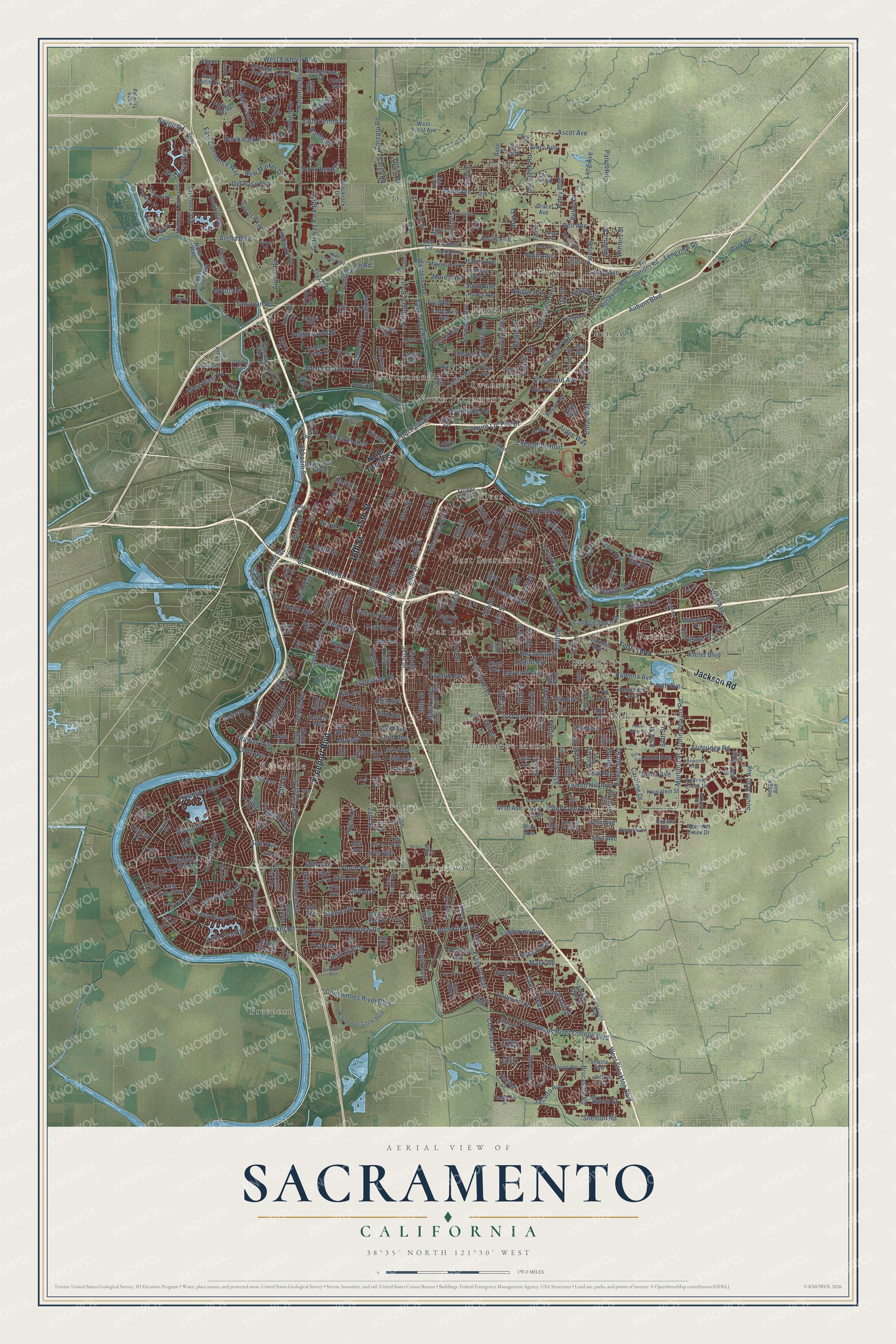 Watermarked full-map preview of Sacramento, California