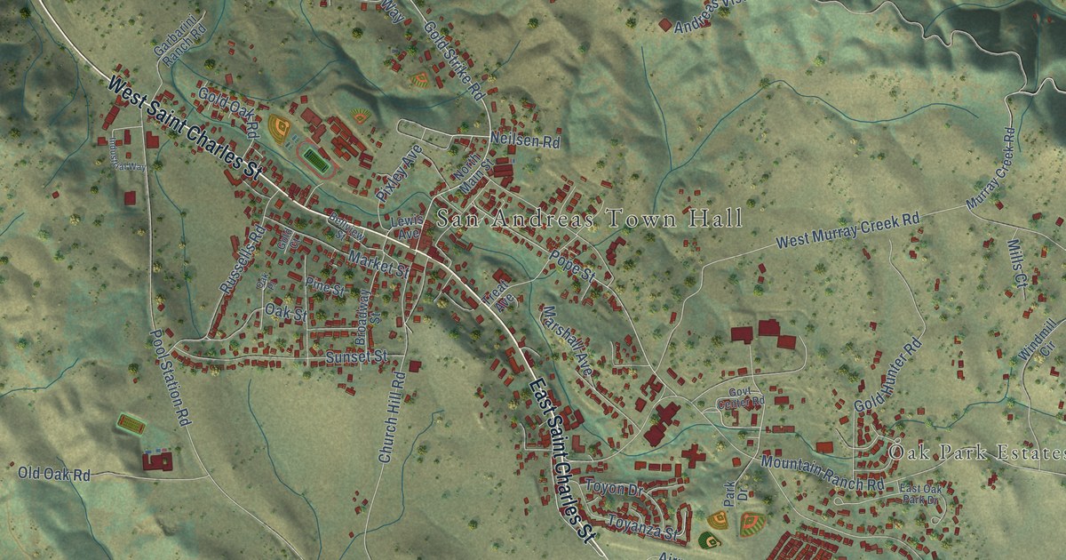 Map of San Andreas, California in 2026