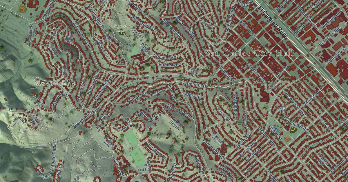 Map of San Carlos, California in 2026