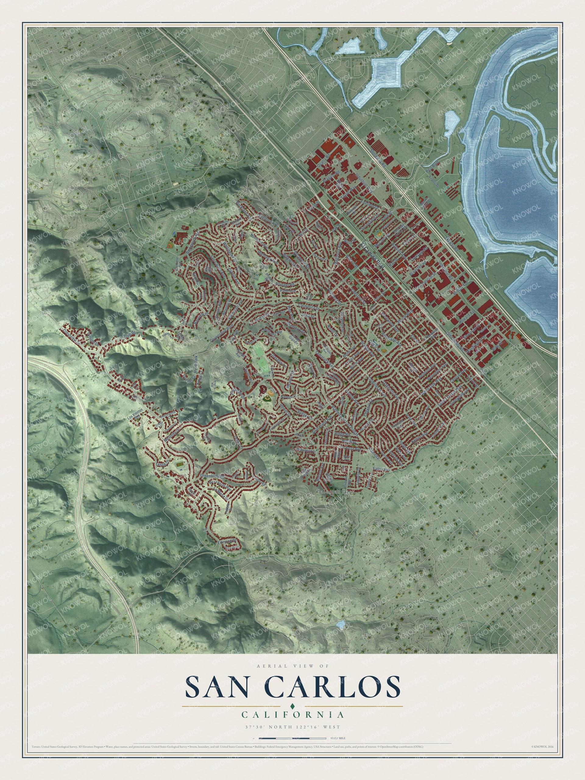 Watermarked full-map preview of San Carlos, California
