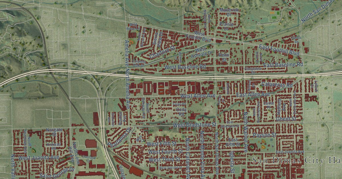 Map of San Dimas, California in 2026