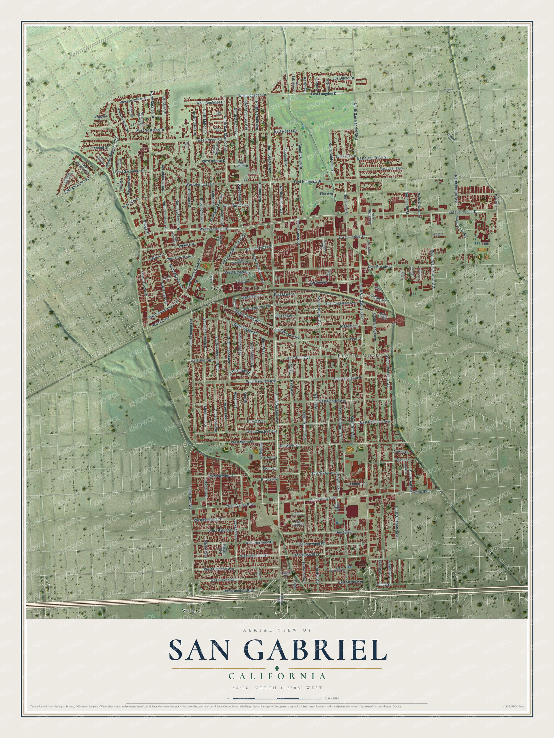 Watermarked full-map preview of San Gabriel, California