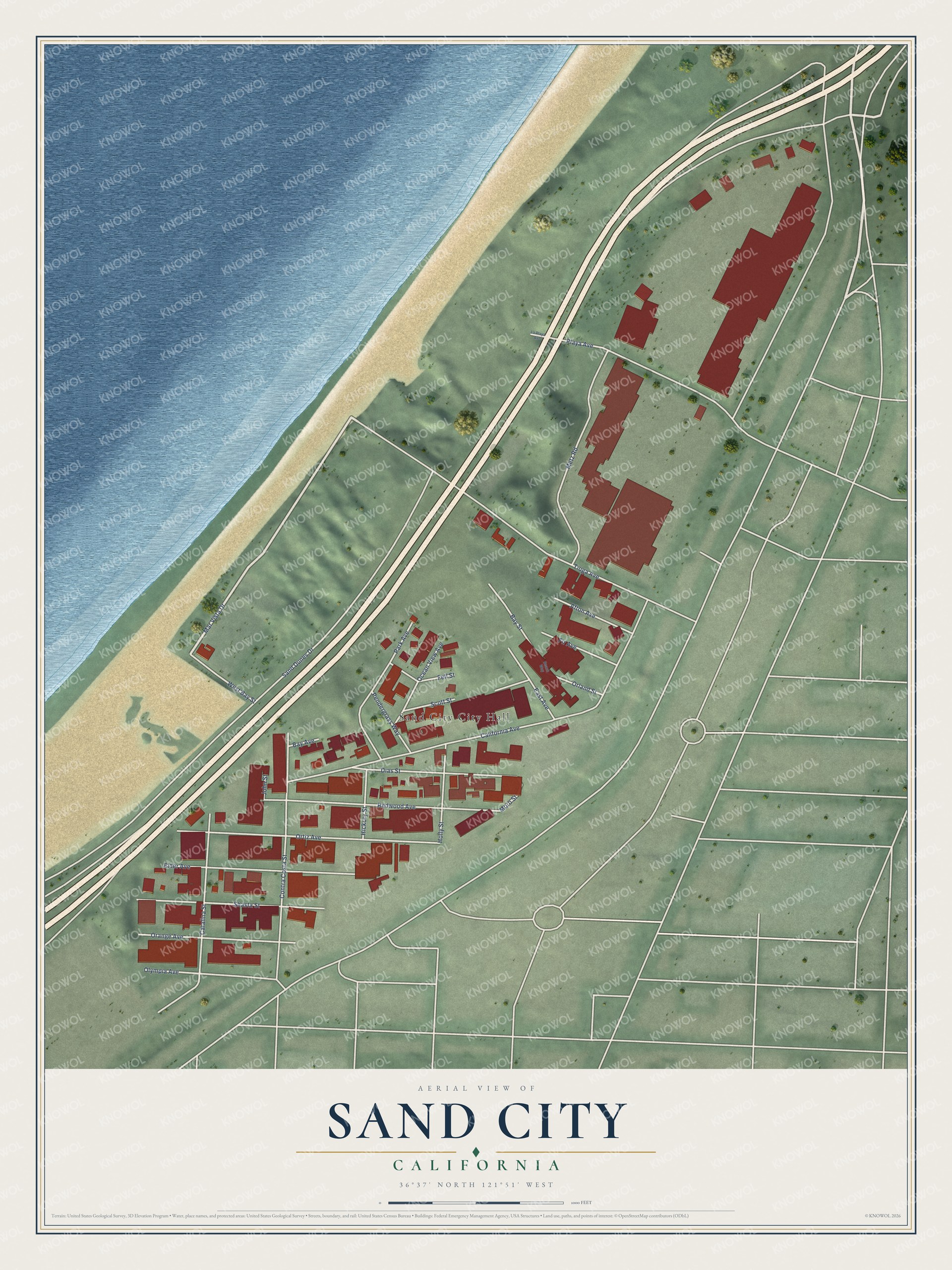 Watermarked full-map preview of Sand City, California