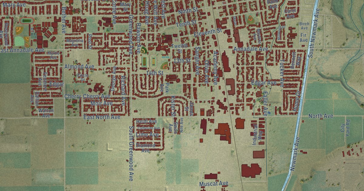 Map of Sanger, California in 2026