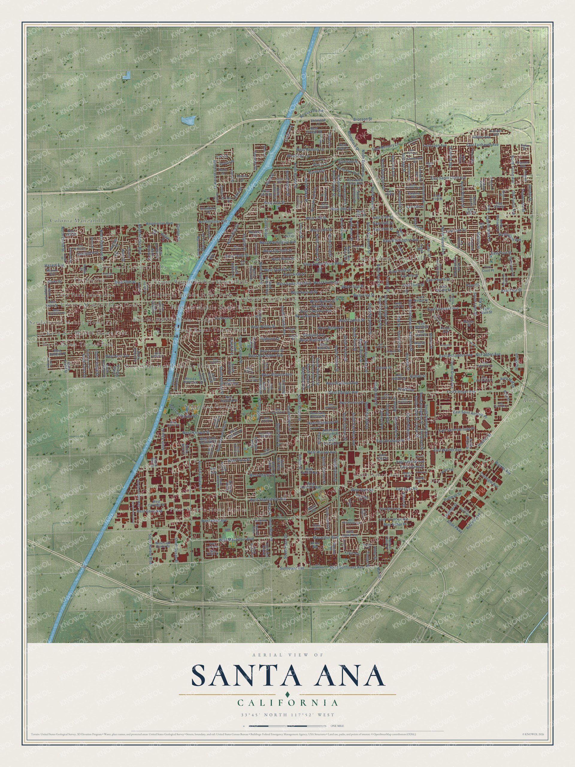 Watermarked full-map preview of Santa Ana, California