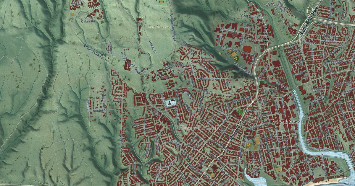 Map of Santa Cruz, California in 2026