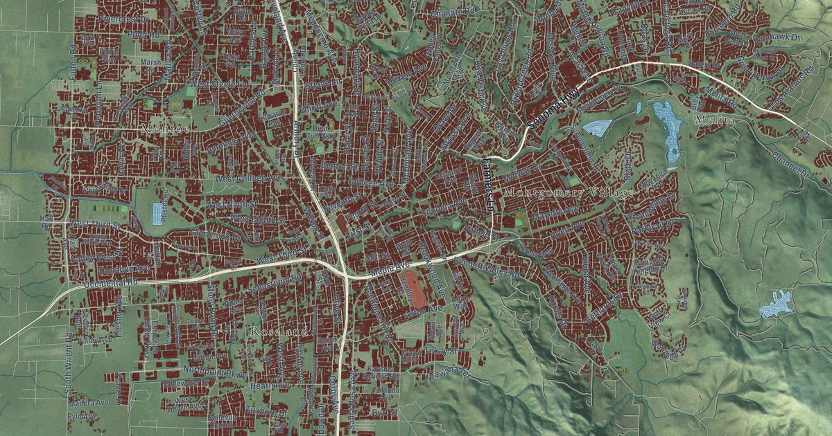 Map of Santa Rosa, California in 2026
