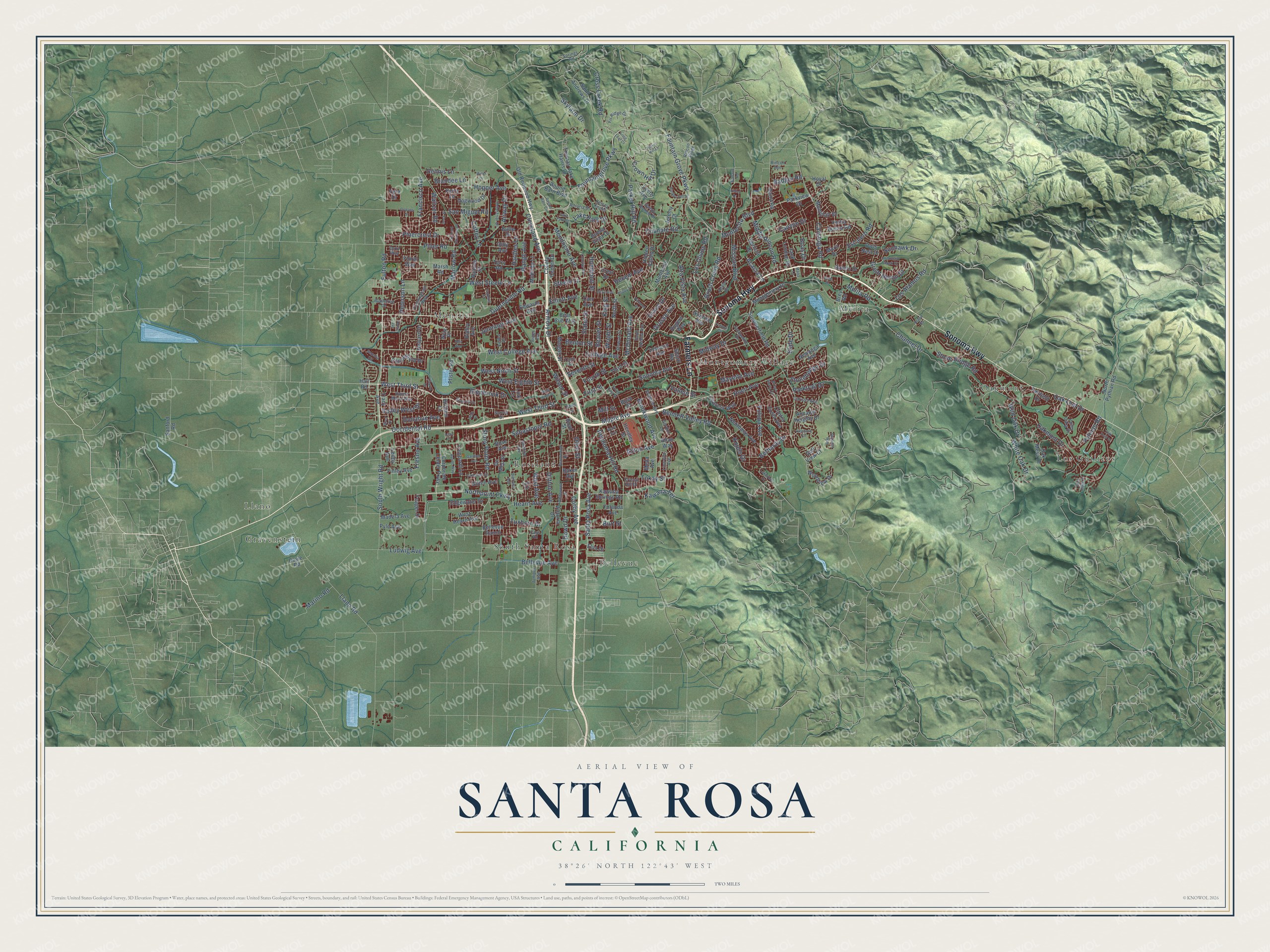 Watermarked full-map preview of Santa Rosa, California