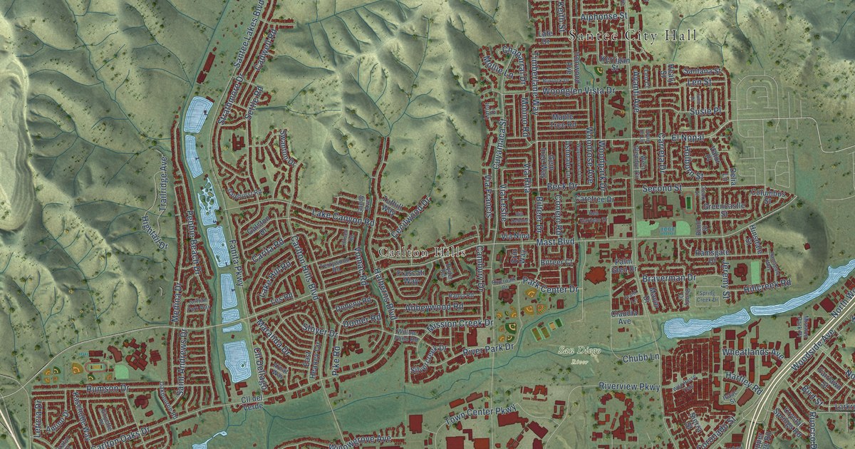 Map of Santee, California in 2026