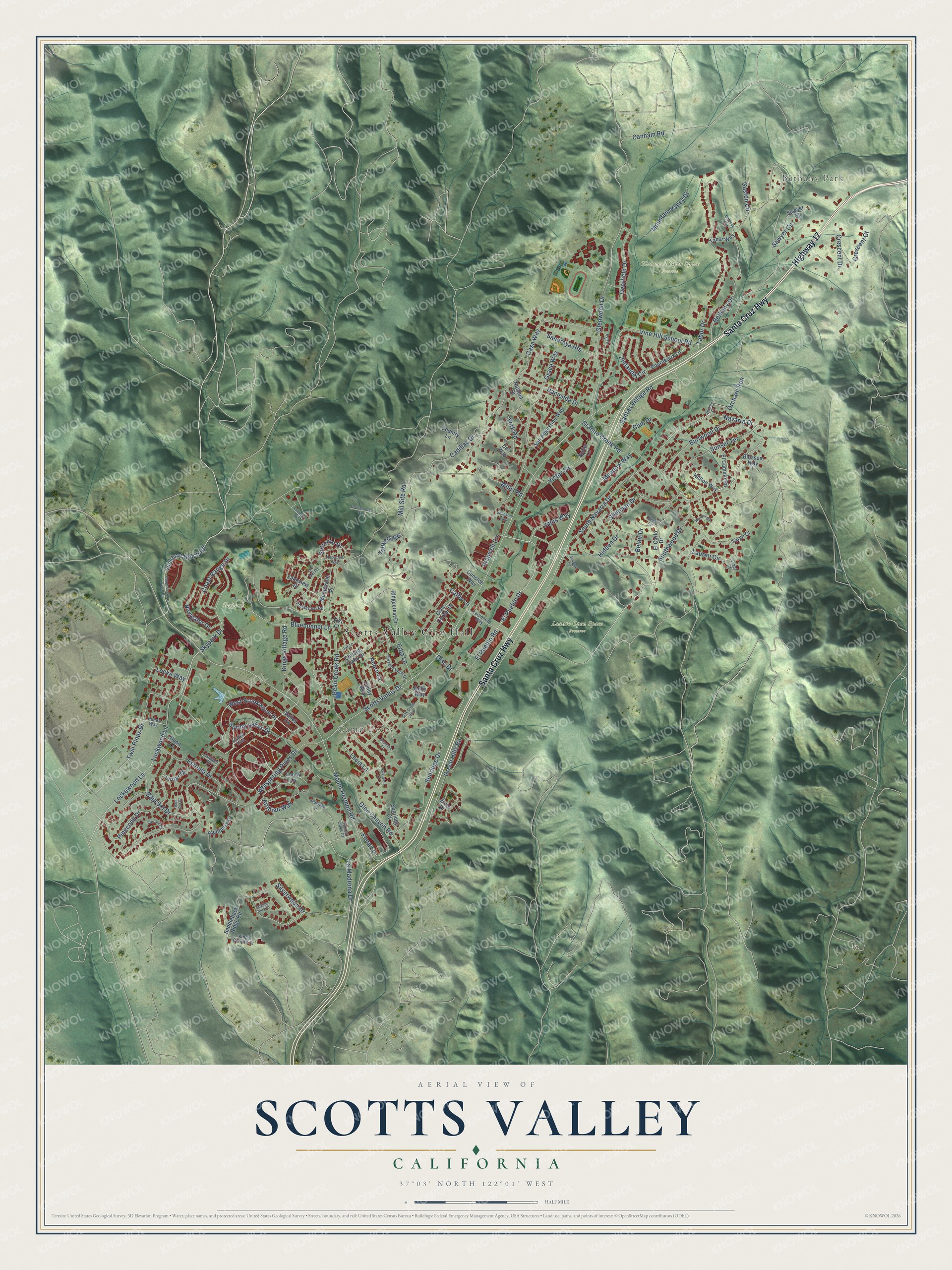 Watermarked full-map preview of Scotts Valley, California