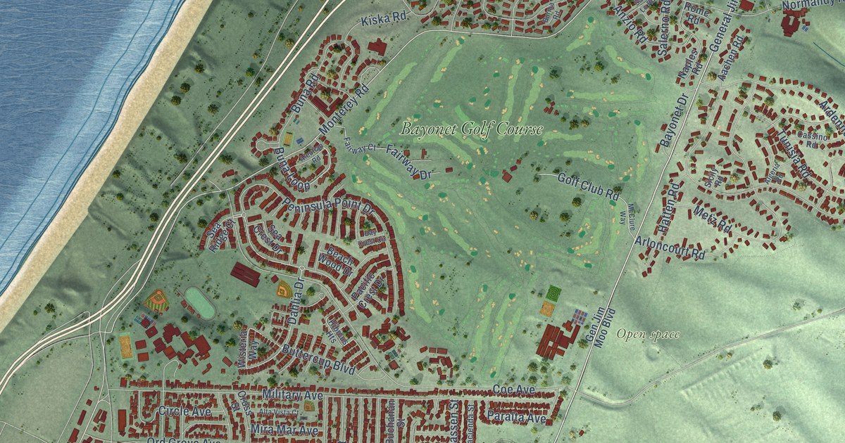 Map of Seaside, California in 2026