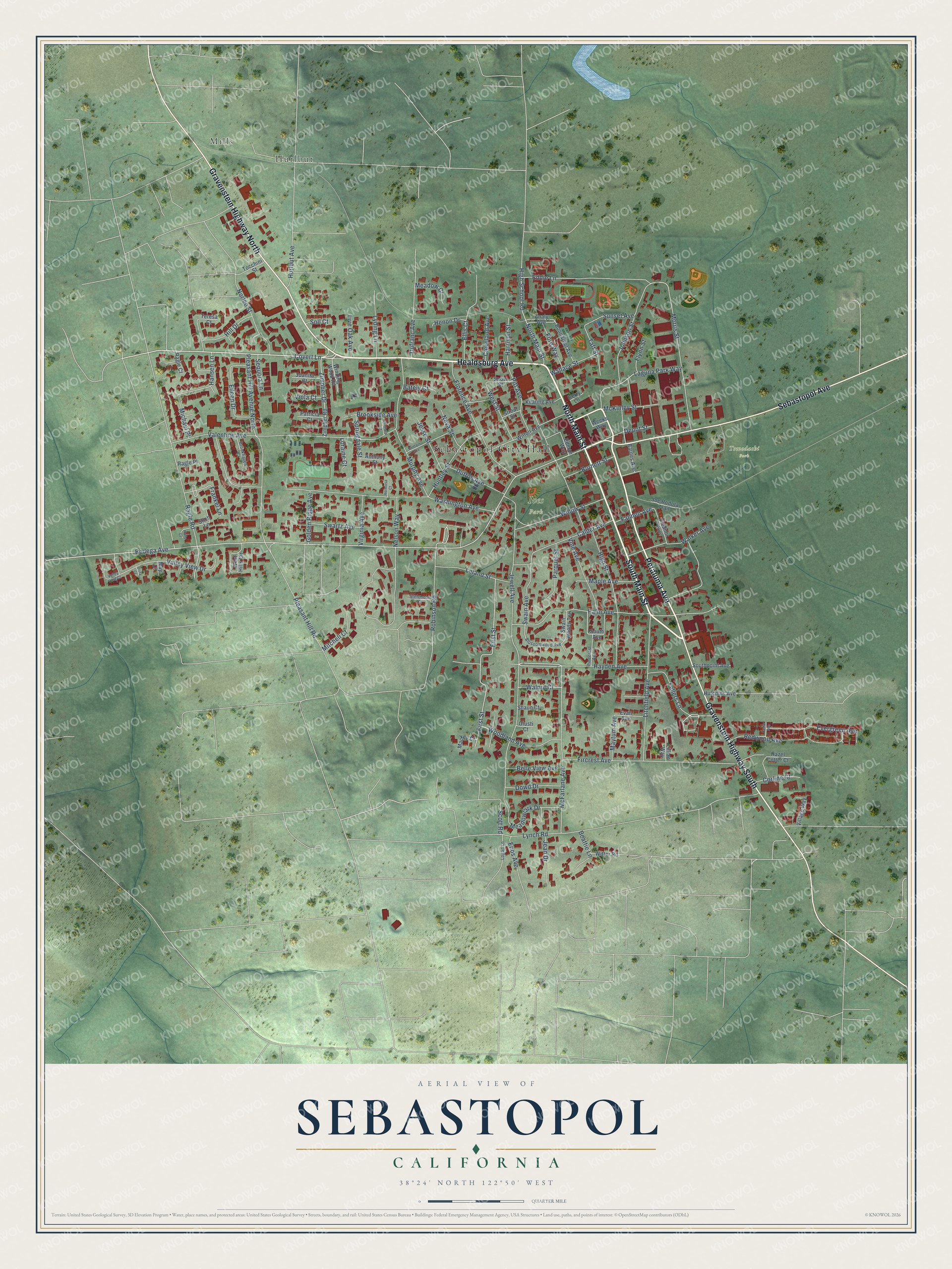 Watermarked full-map preview of Sebastopol, California