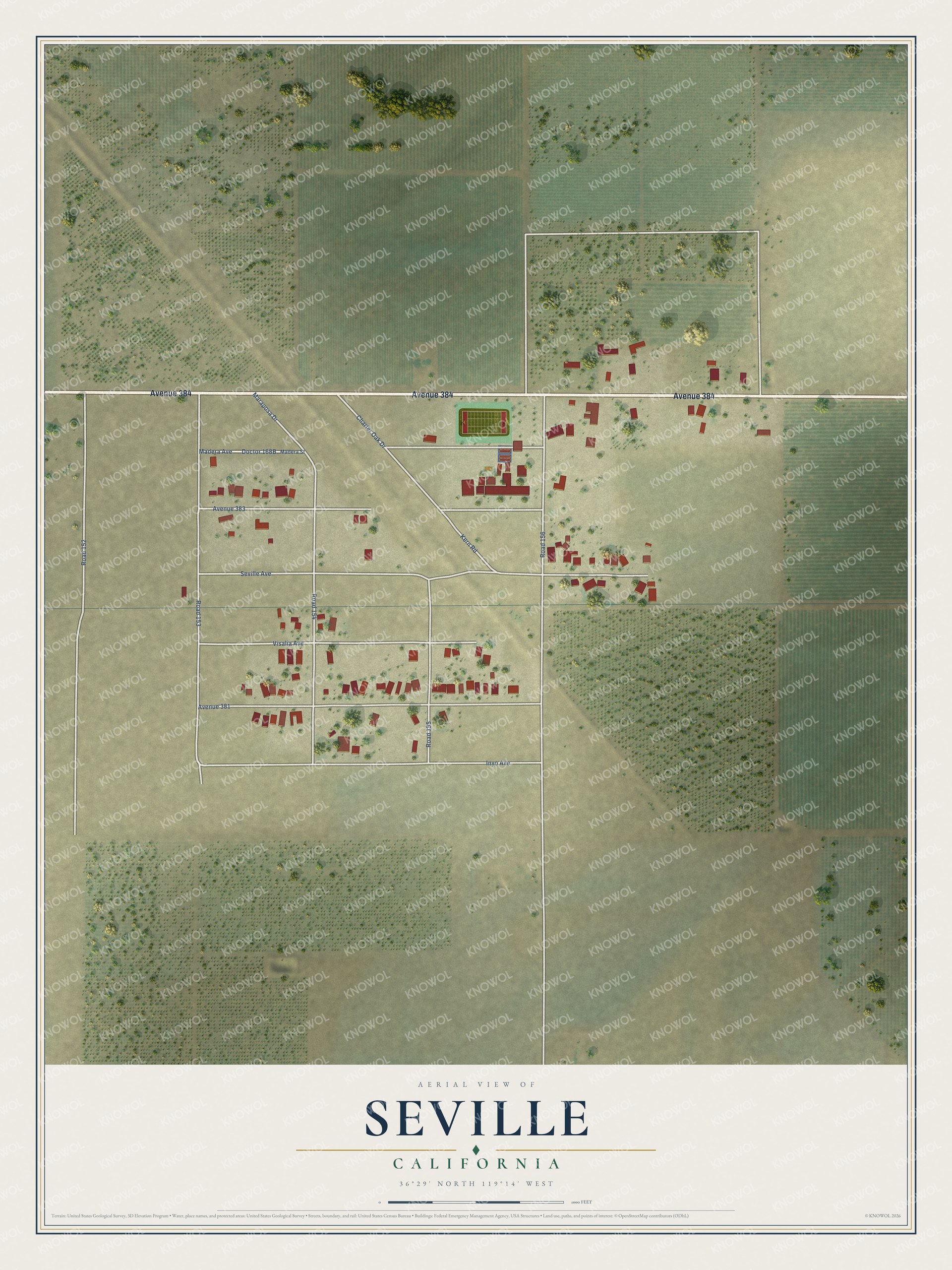 Watermarked full-map preview of Seville, California