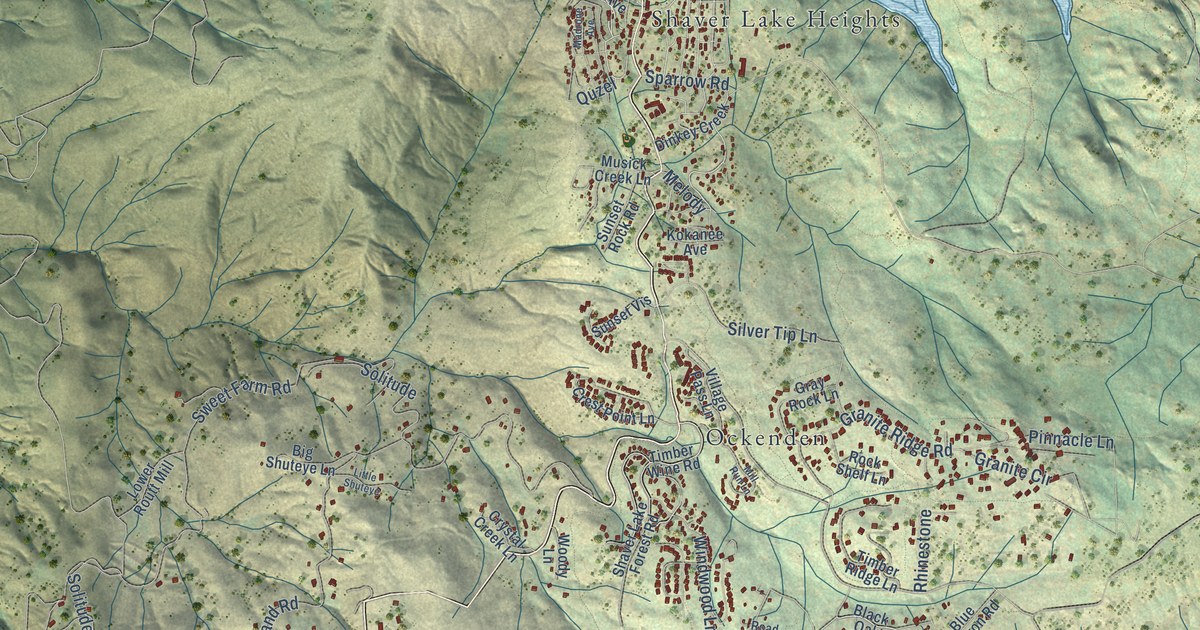 Map of Shaver Lake, California in 2026