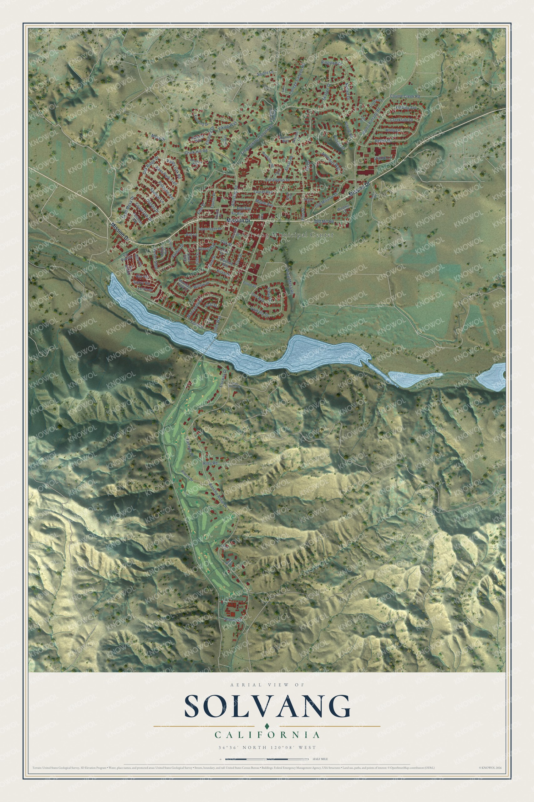 Watermarked full-map preview of Solvang, California