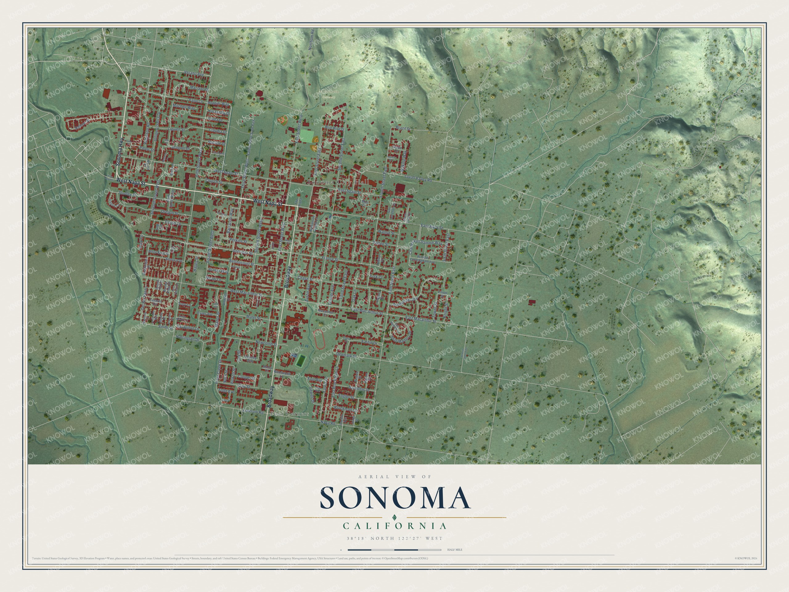Watermarked full-map preview of Sonoma, California