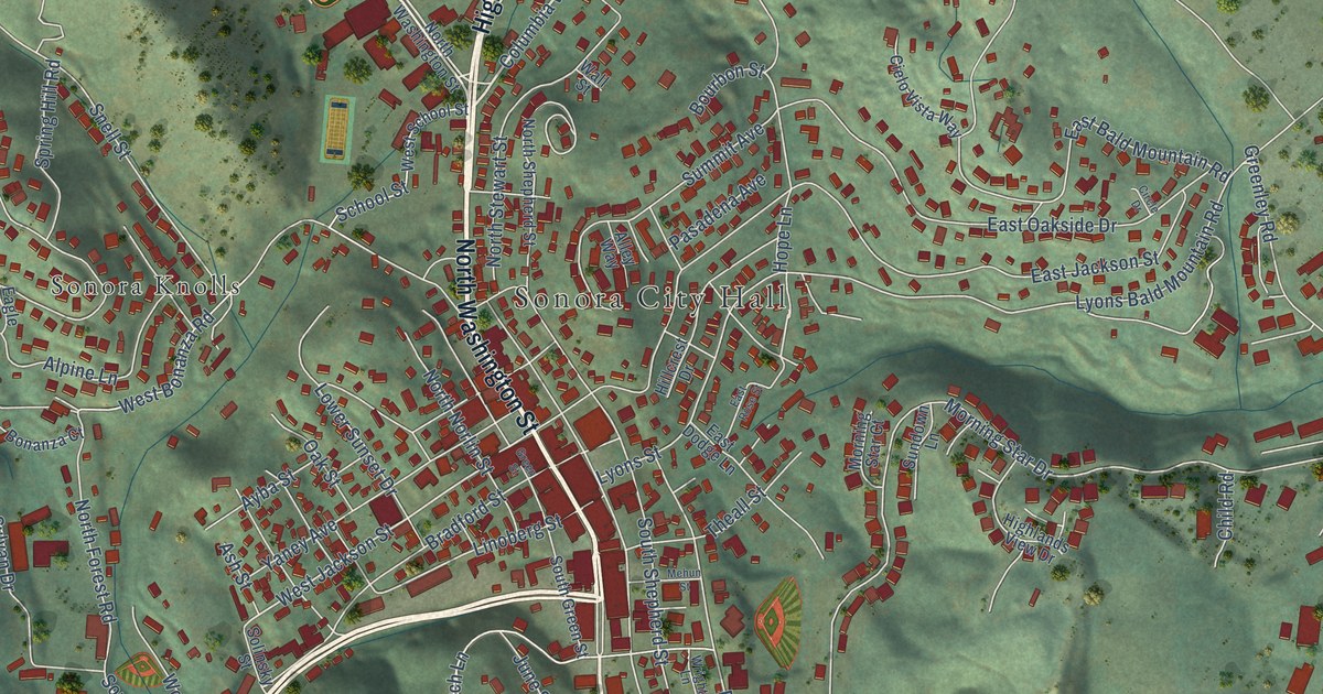 Map of Sonora, California in 2026