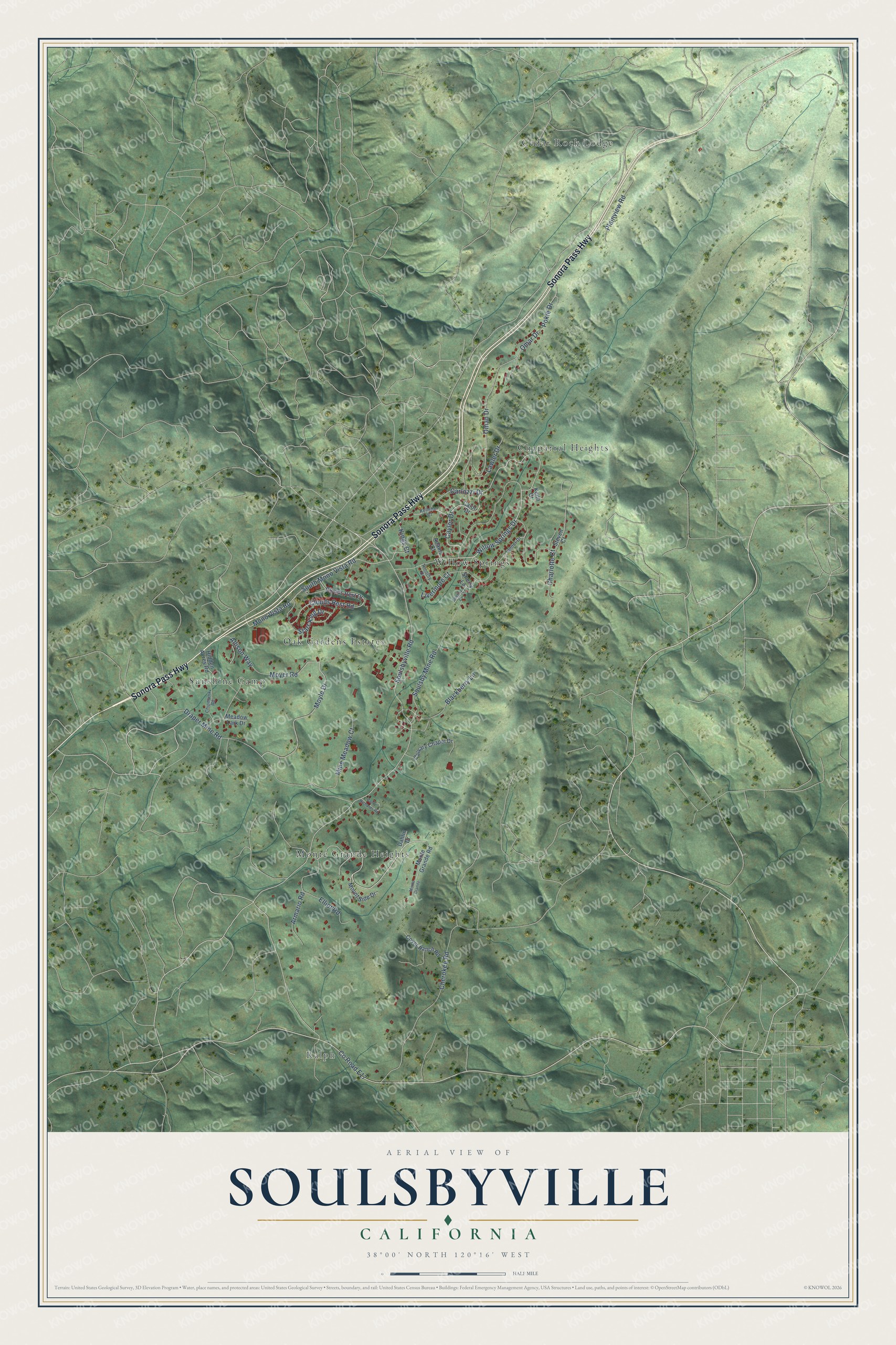 Watermarked full-map preview of Soulsbyville, California