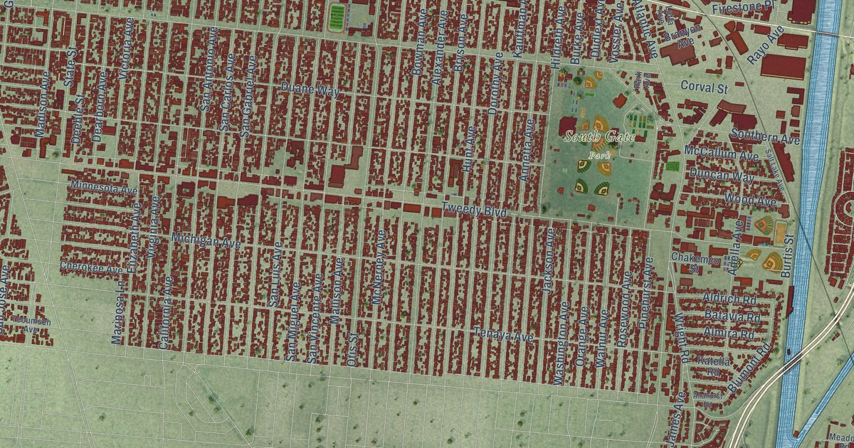 Map of South Gate, California in 2026