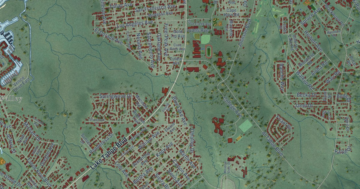 Map of South Lake Tahoe, California in 2026