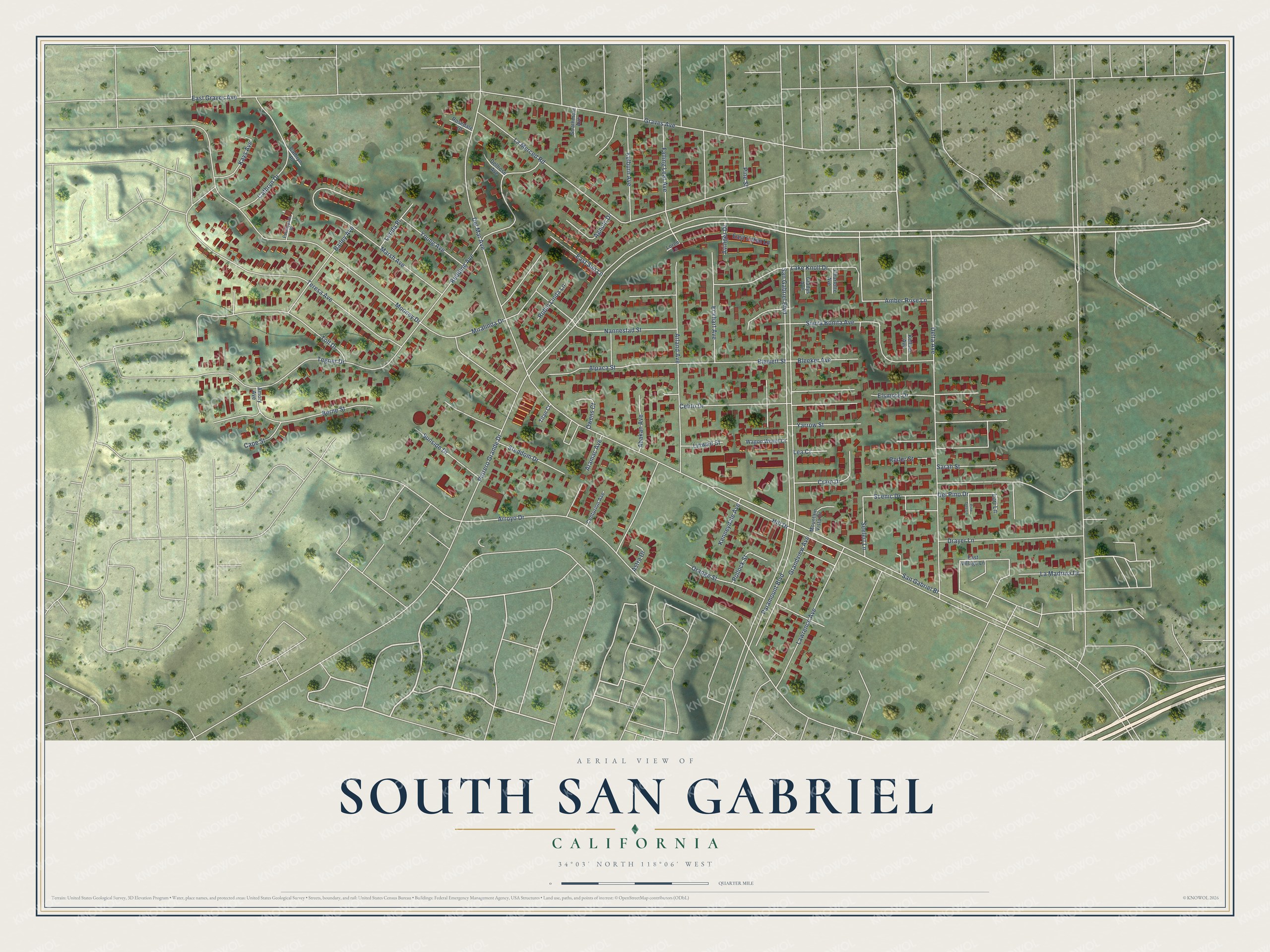 Watermarked full-map preview of South San Gabriel, California