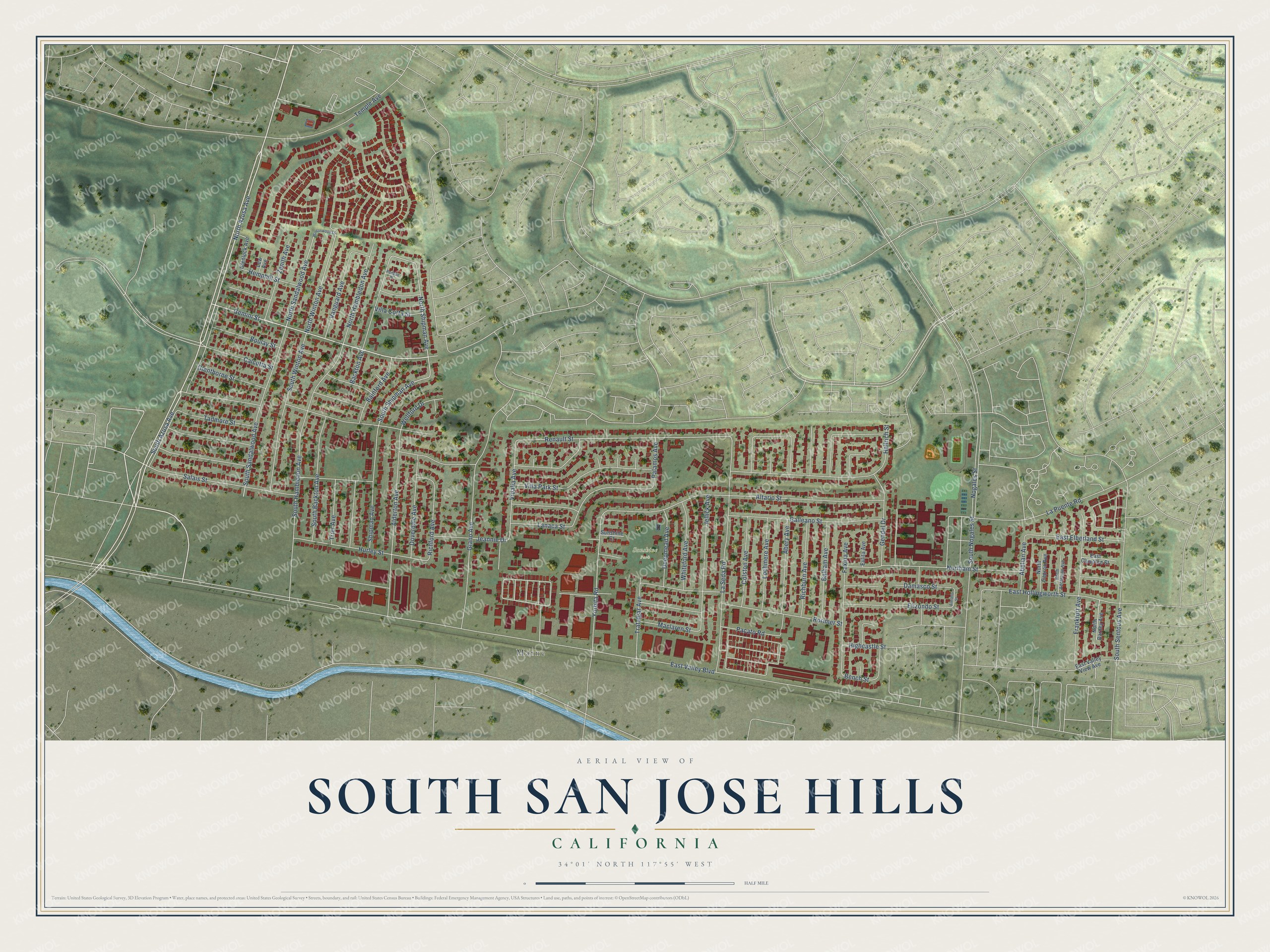 Watermarked full-map preview of South San Jose Hills, California