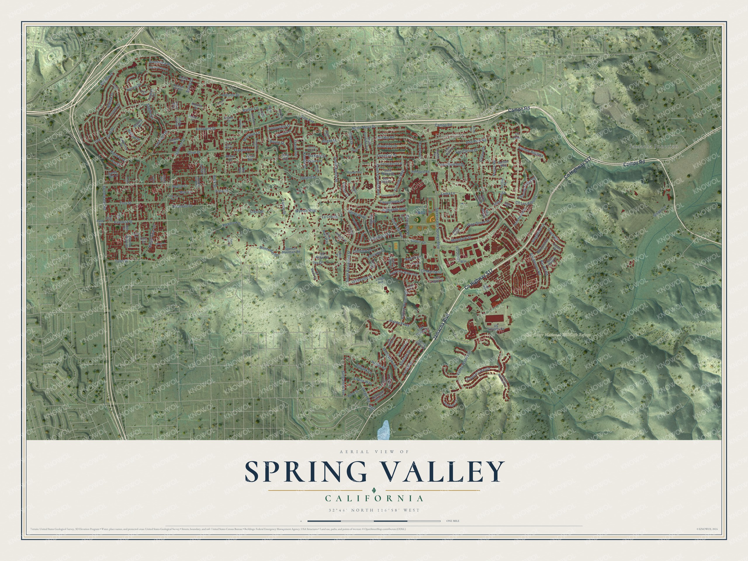 Watermarked full-map preview of Spring Valley, California