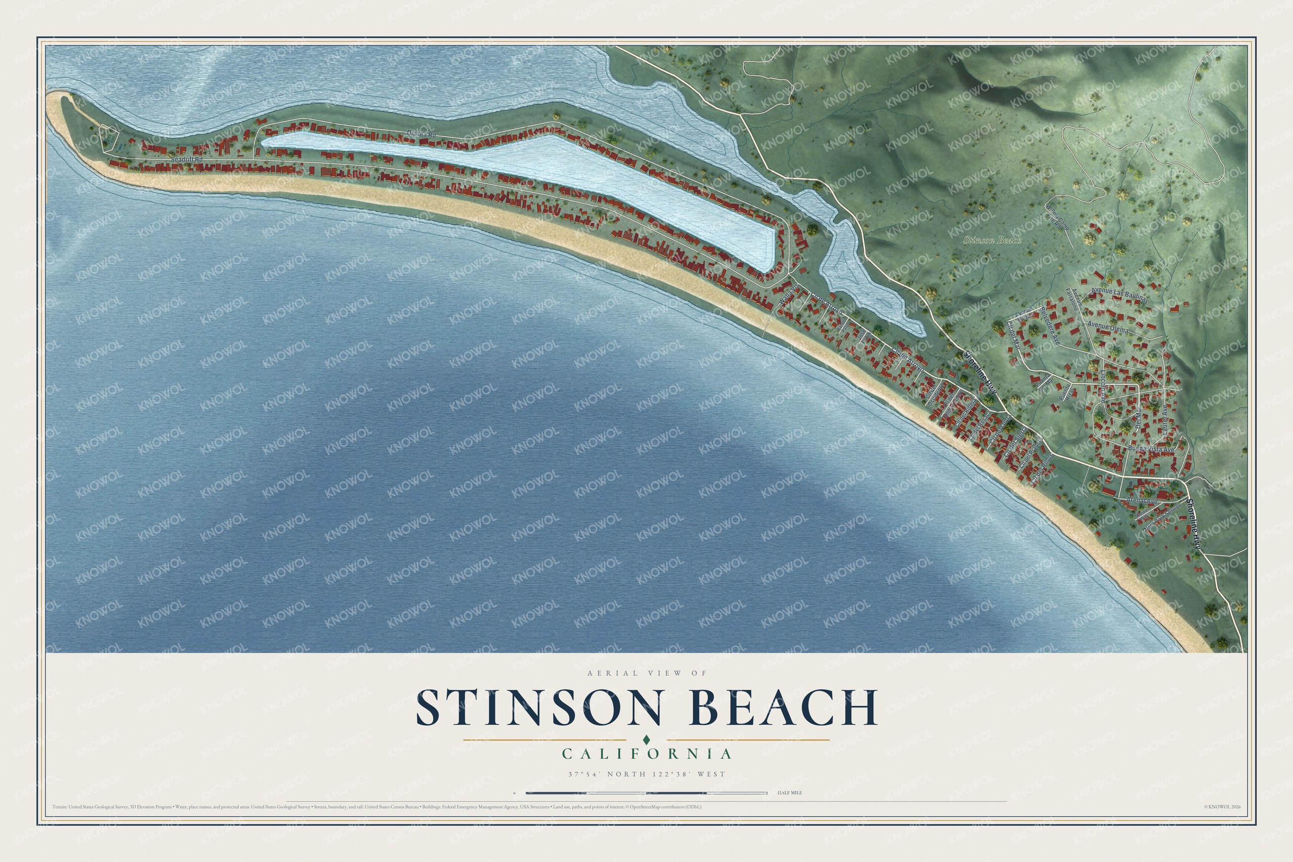 Watermarked full-map preview of Stinson Beach, California