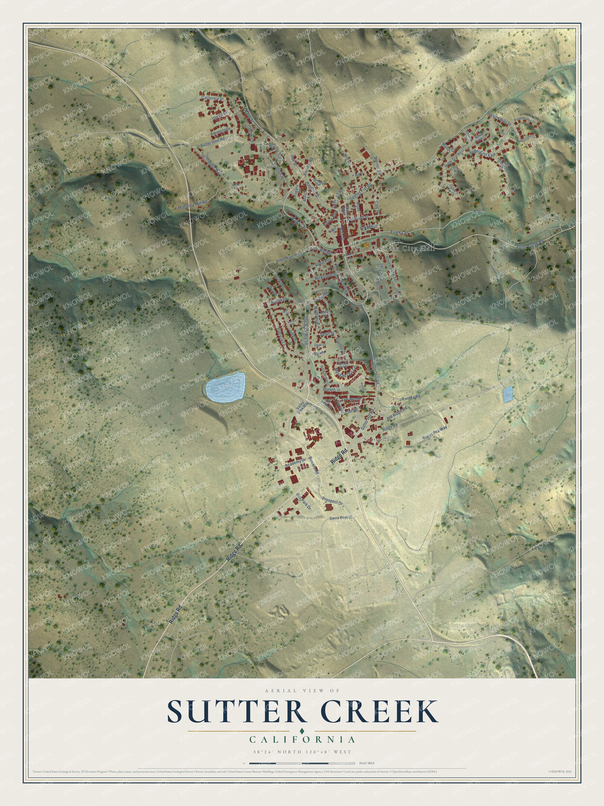 Watermarked full-map preview of Sutter Creek, California