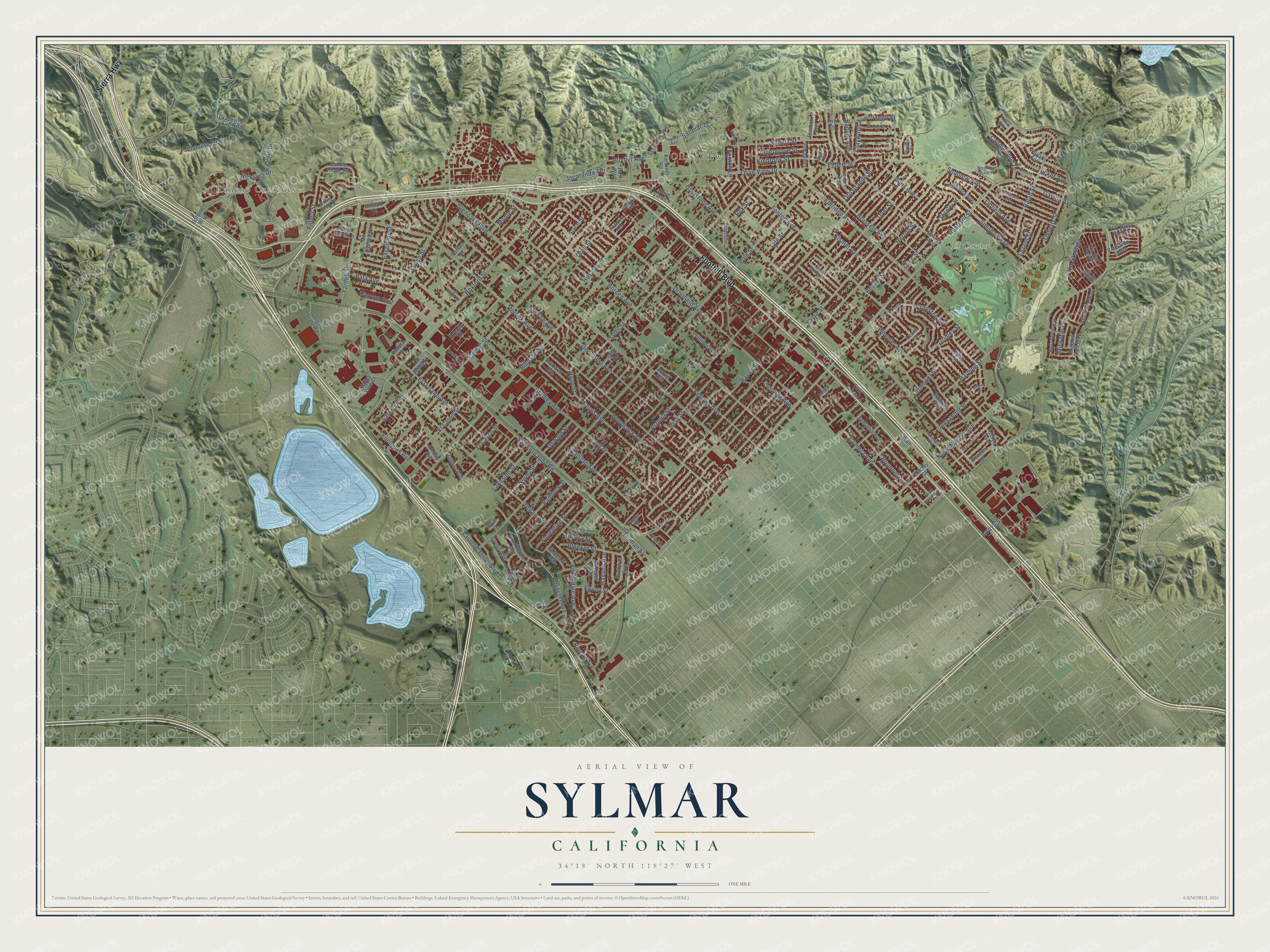 Watermarked full-map preview of Sylmar, California