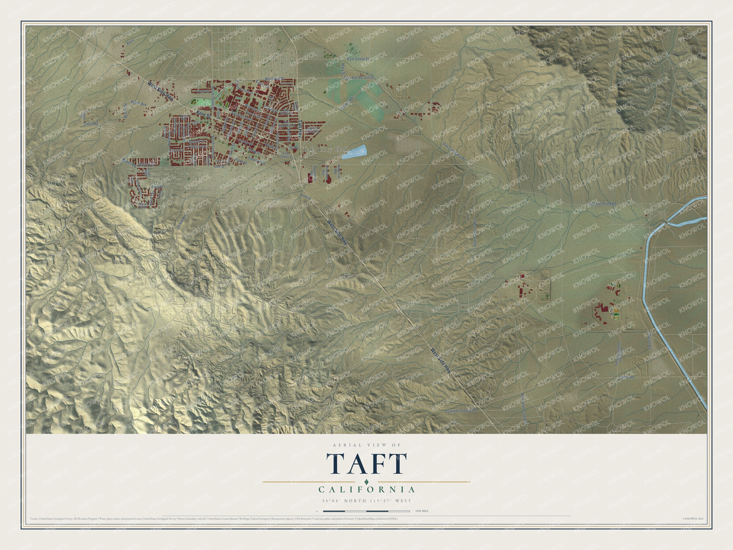 Watermarked full-map preview of Taft, California