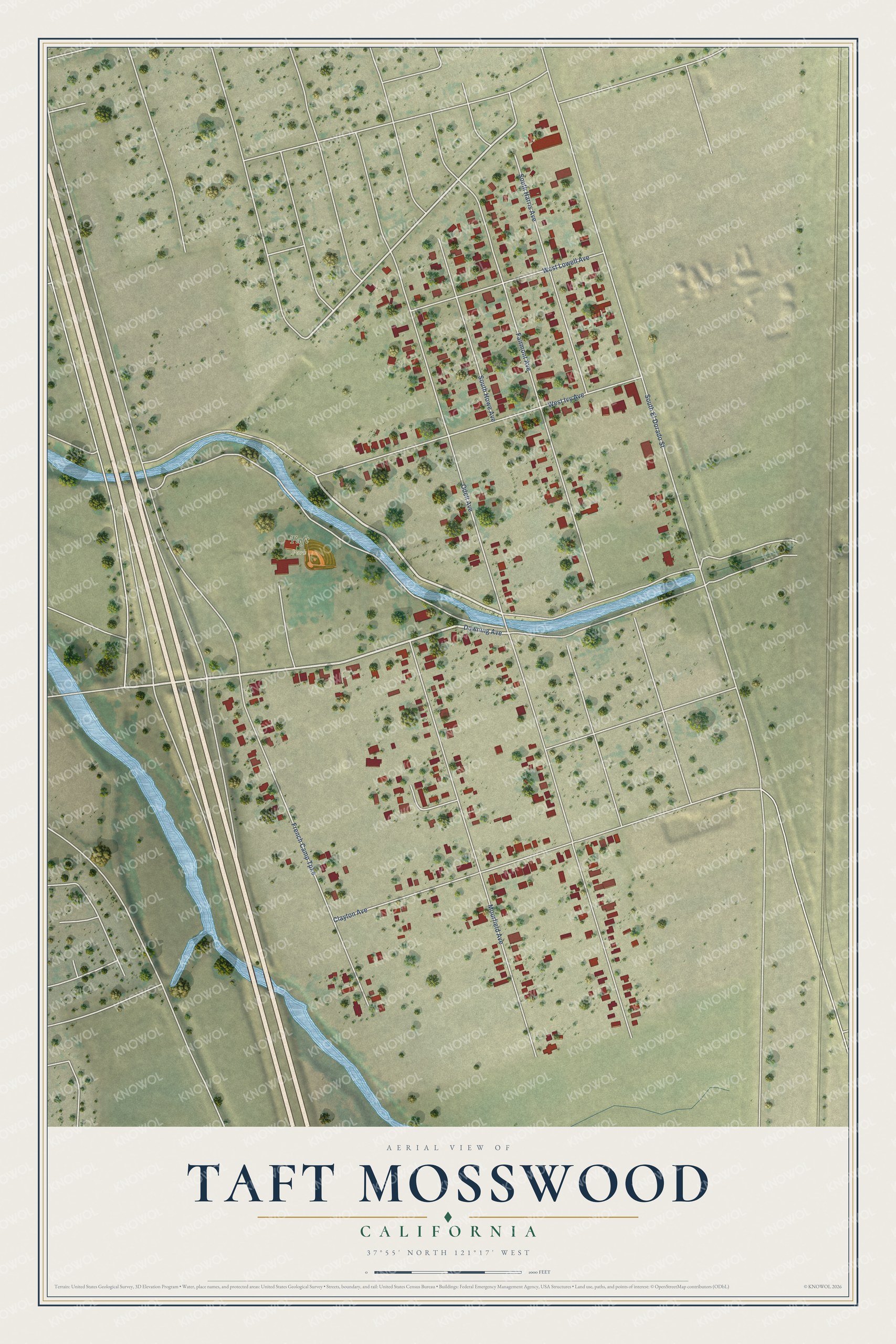 Watermarked full-map preview of Taft Mosswood, California