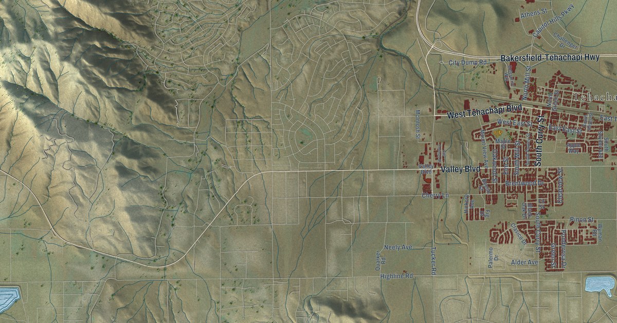 Map of Tehachapi, California in 2026